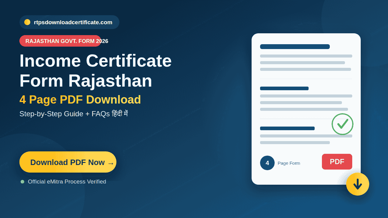 Income Certificate Form Rajasthan PDF Download